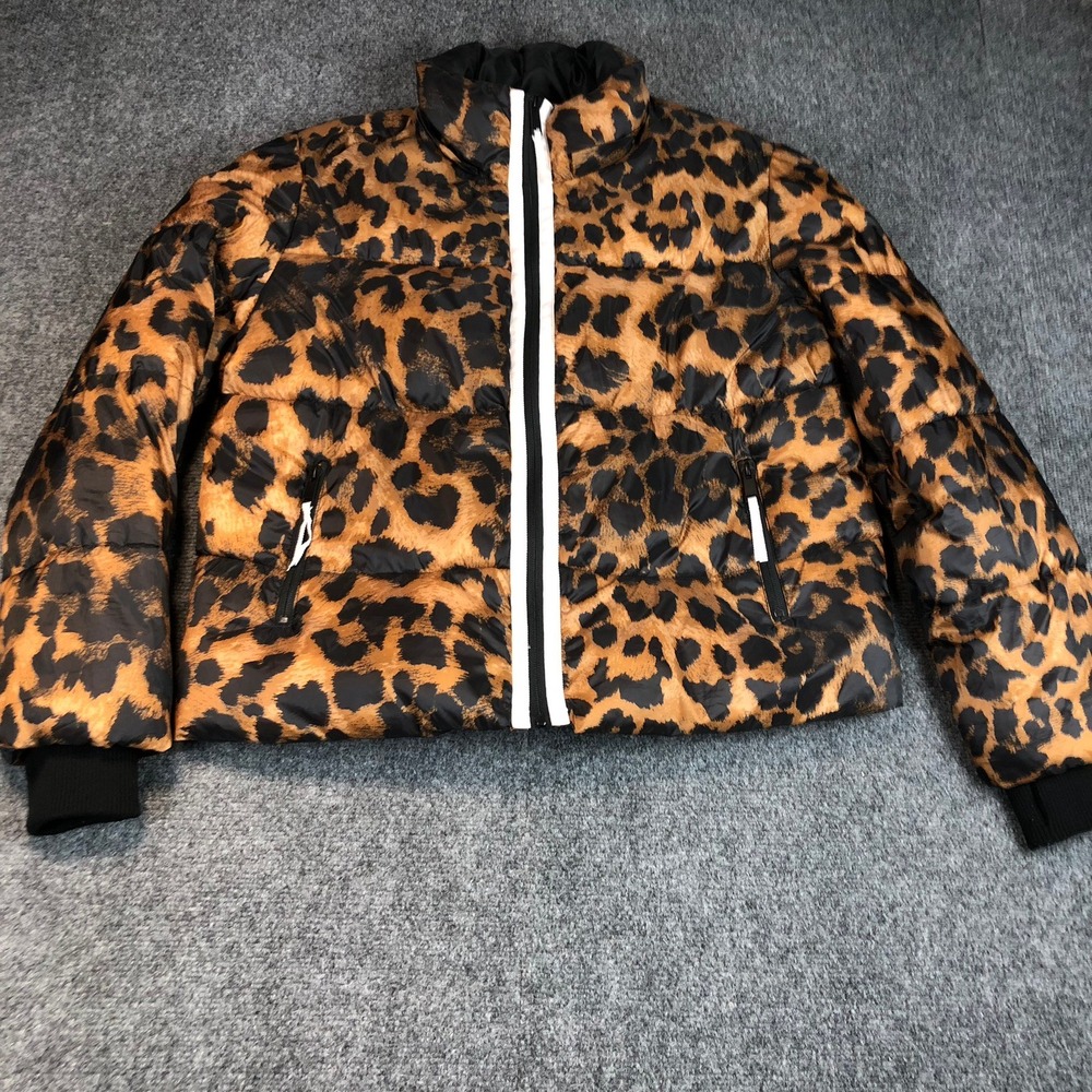 BY GIULIANA Leopard Print Puffer Jacket Full Zip Size‎ M